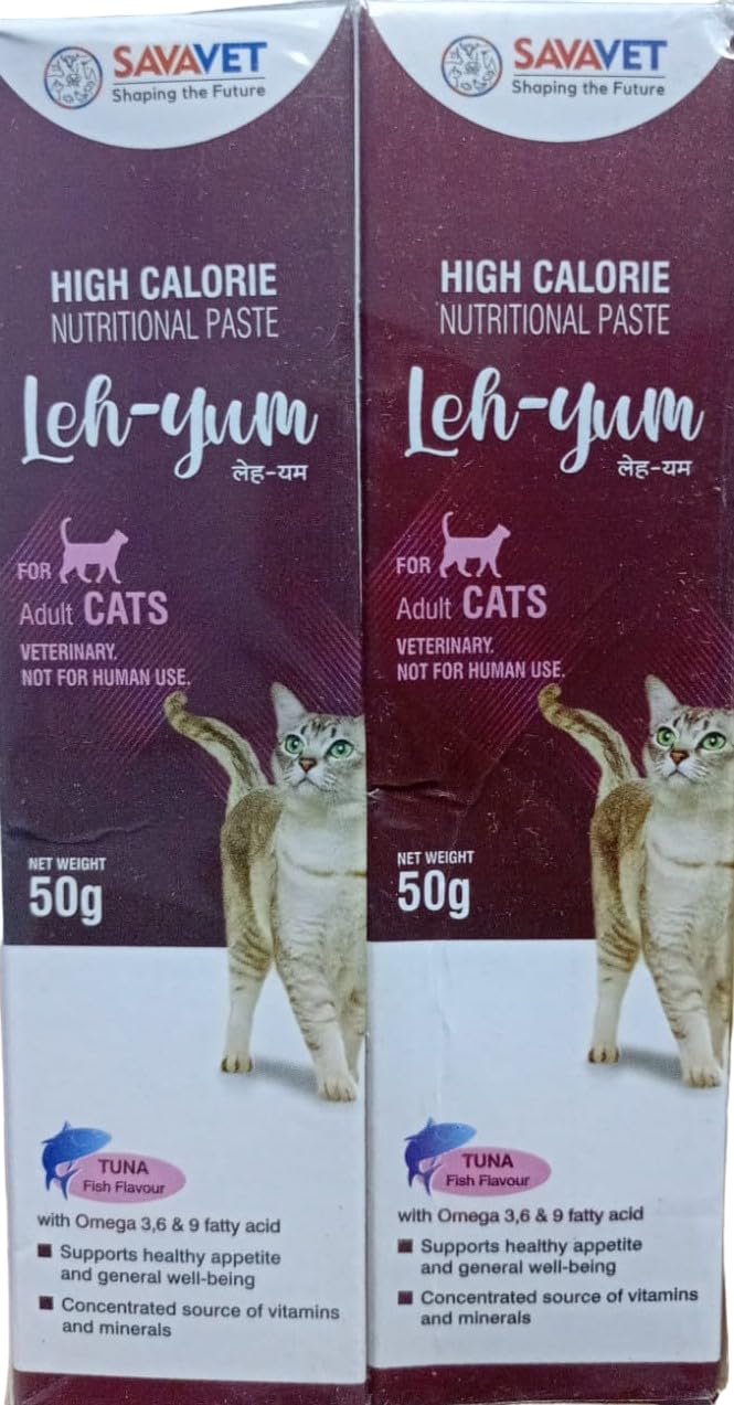 LEH-YUM I High Calorie Nutritional Paste for Adult Cats I Tuna Fish Flavour with Omega & Fatty Acid I Pack of 2 @ 50G-image-28