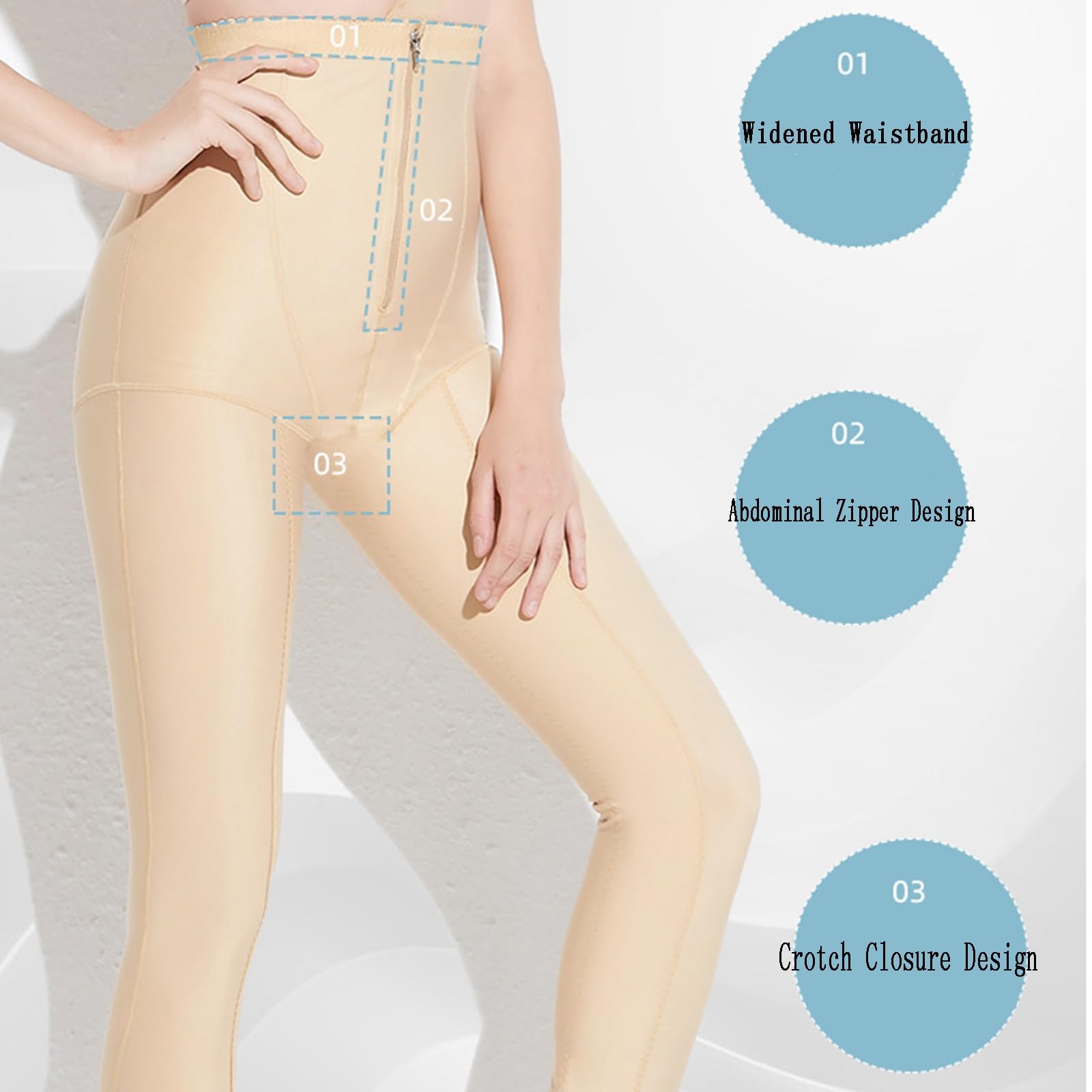 Shapewear Postopératoire, Fermeture à Glissière Abdominale, D'entrejambe De Levage Hanche