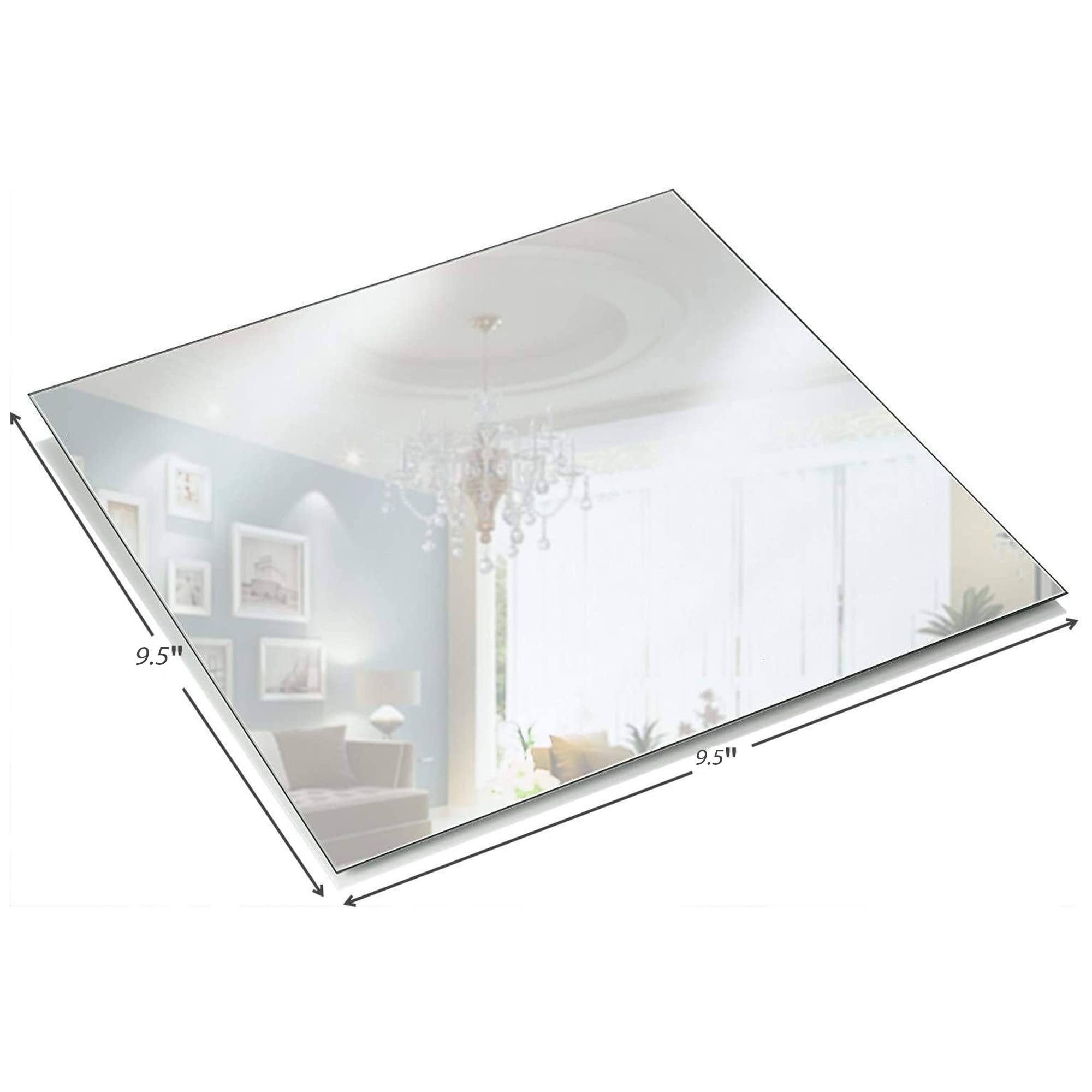 90-0243 Silky Silk Square Mirror Candle Plate Set| Edges Mirror for Wedding Table Centerpieces| Reflective Polished Glass| Party Décor. (24, 9.5