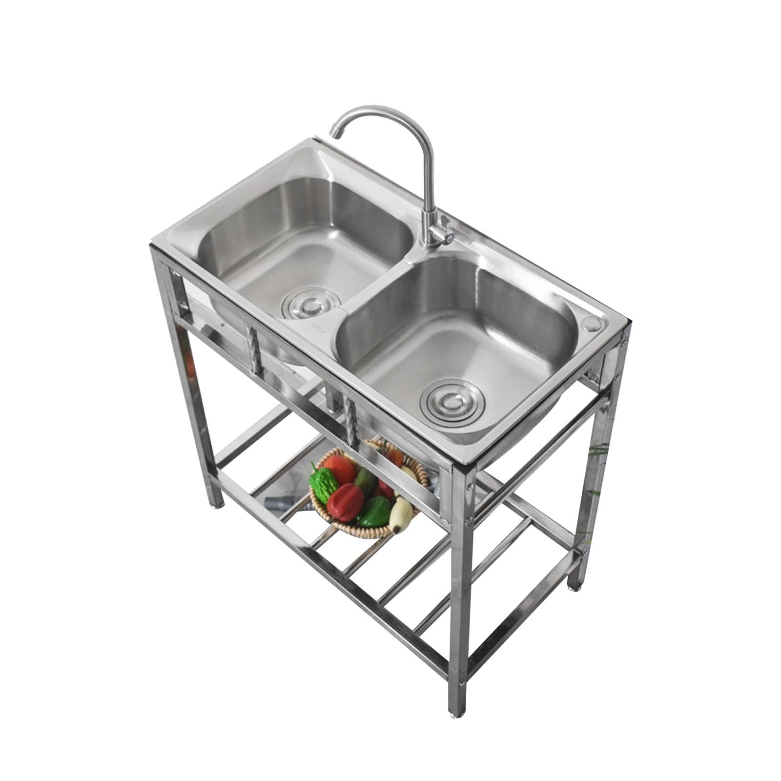 Évier de cuisine autoportant acier inoxydable une cuve anti-rouille pour buanderie