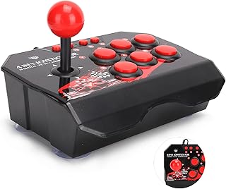 Arcade Fight Stick, Arcade Games Accessories Wired Fight Stick Arcade Stick Black and Red Wired Arcade Joystick for PS3 for PC for Switch for PS3(8.3 x 5.9 x 2.4in)