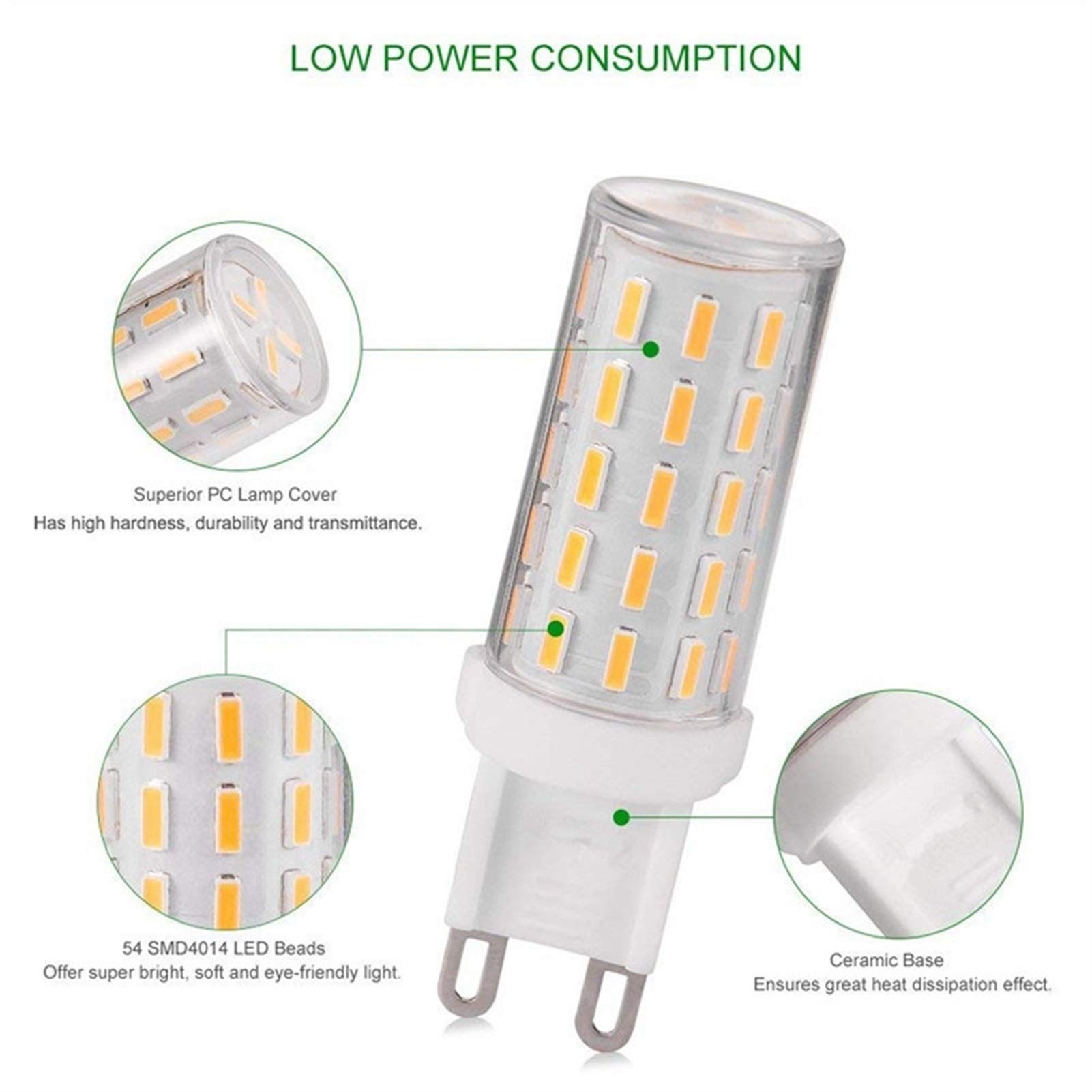 G9 Lampa LED bez migotania AC220V 110 V 4014SMD 5W żarówka LED 500LM Super jasny żyrandol LED Wymień 50 W Lampa halogenowa AC100-240V 10-Pack (Emitujący Kolor : Cold White)