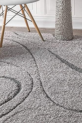 Image of Export Quality Microfiber Hand Woven Shaggy Carpet Collection with 2 inch Pile Height Carpet for Living Room & Hall Size 12x12 feet Square coular Grey