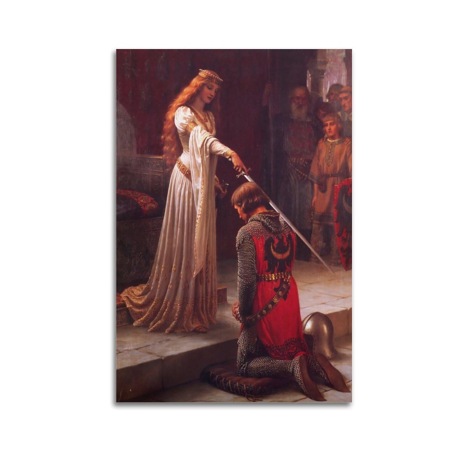 Edmund Blair Leighton Outstanding Paintings The Accolade (1901) Exquisite Poster Print Photo Art Painting Canvas Home Decorative Bedroom Modern Decors 08x12inch(20x30cm)