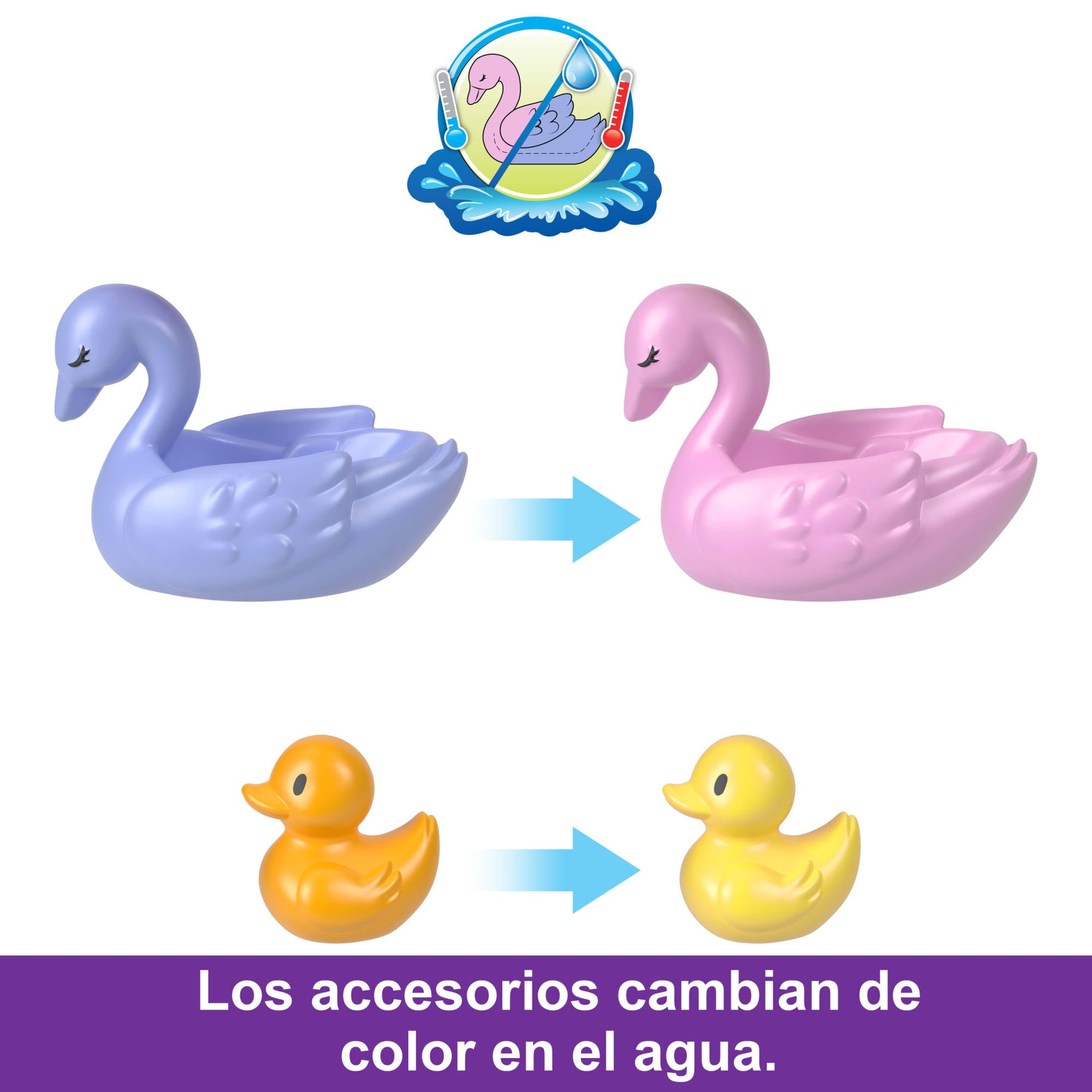Polly Pocke Conejito de jardín con flores Estuche, conjunto de juego y muñecas, juguetes de animales, incluye juegos acuáticos y 2 piezas con cambio de color, HKV36