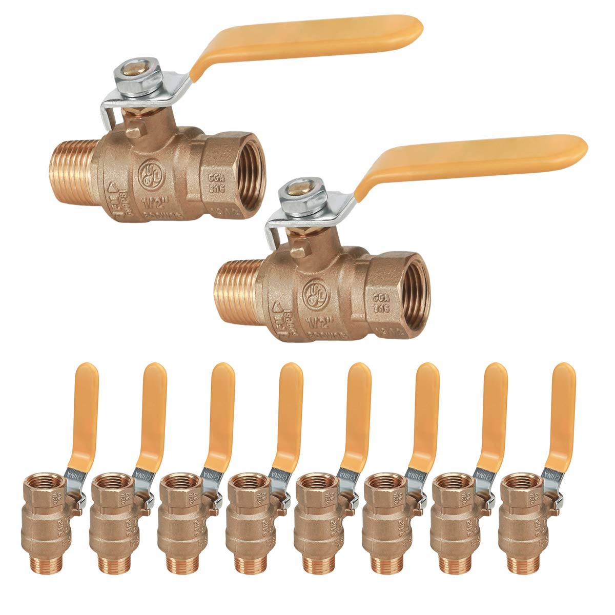 Midline Valve 822MF234-10 Lot de 10 robinets à boisseau sphérique en laiton de qualité supérieure 1,27 cm FIP x MIP