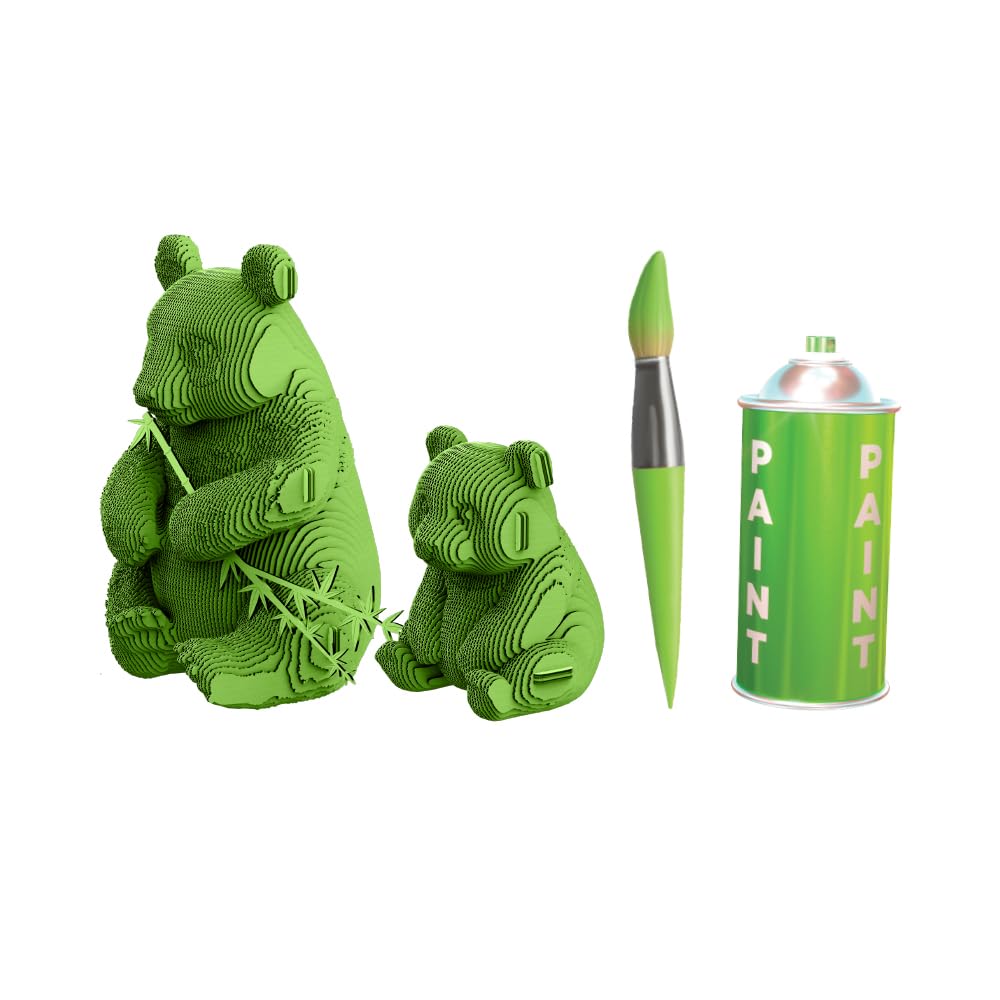 Panda Famille Puzzle 3D en Carton – Coffret 2 Maquettes | 164 Pièces – Kit Sculptures DIY à Peindre, Matériaux Recyclés, Ados & Adultes, Idée Cadeau Déco