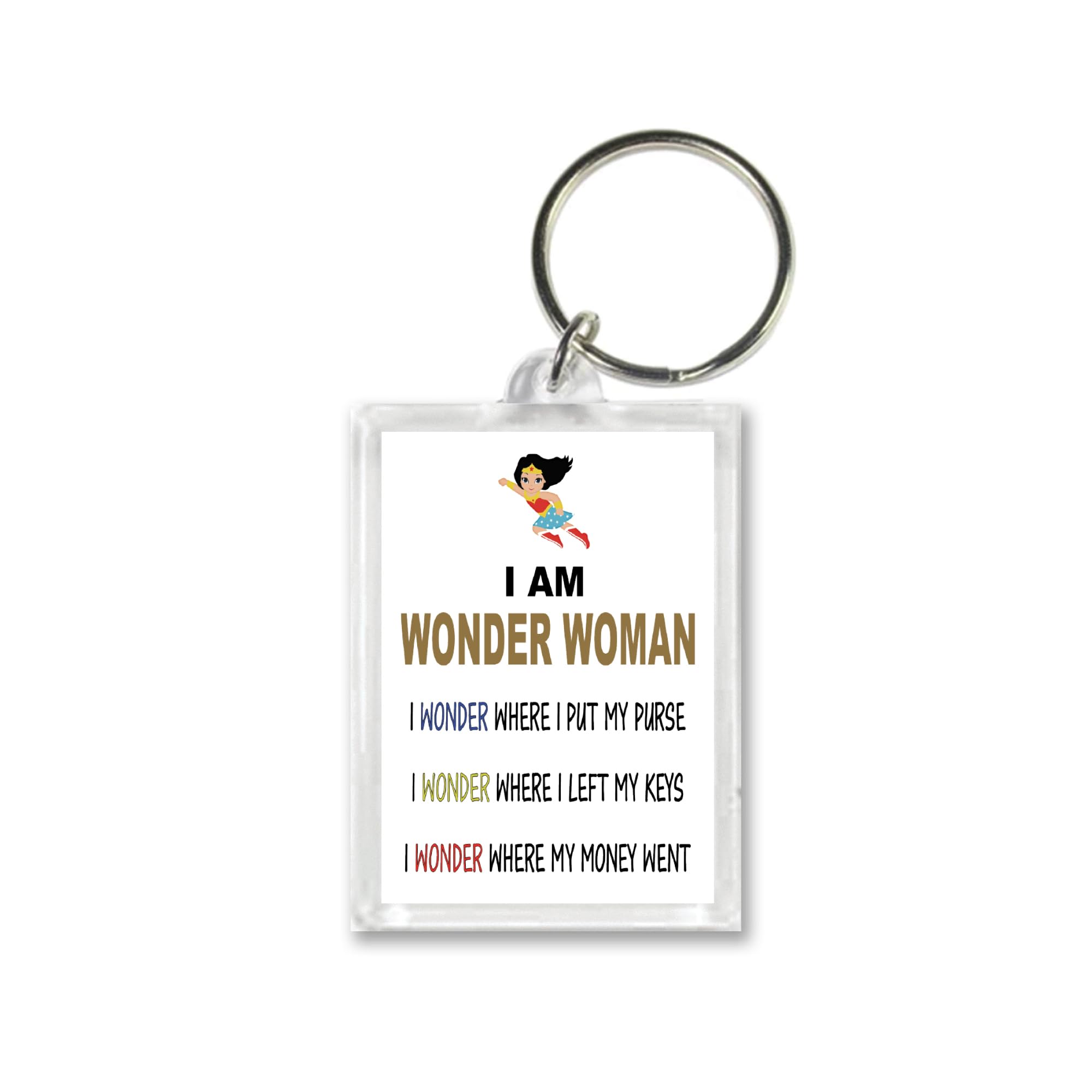 Rib Ticklerz Multicolor - Funny Keyring I Am Wonder Woman Joke Best Friend Colleague Birthday Gifts Forgetful Friend Banter Novelty Gifts Christmas Secret Santa Jokes - Kr182