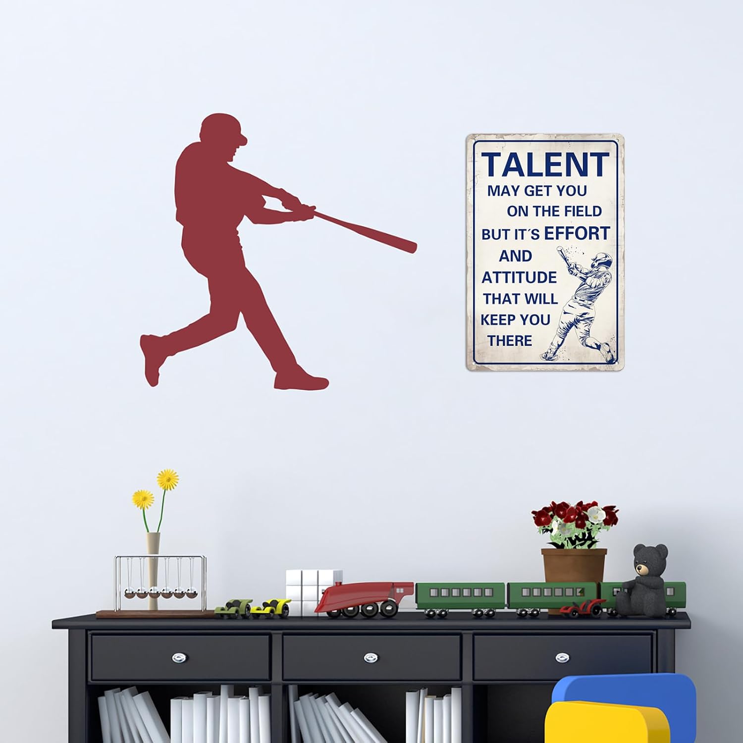 Baseball Metal Tin Sign Vintage Poster Baseball Art Wall Decor Retro Baseball Quote Motivational Posters Home Boy Room Fitness Room Bedroom Classroom Sports Art Decor 8x12inch image 5