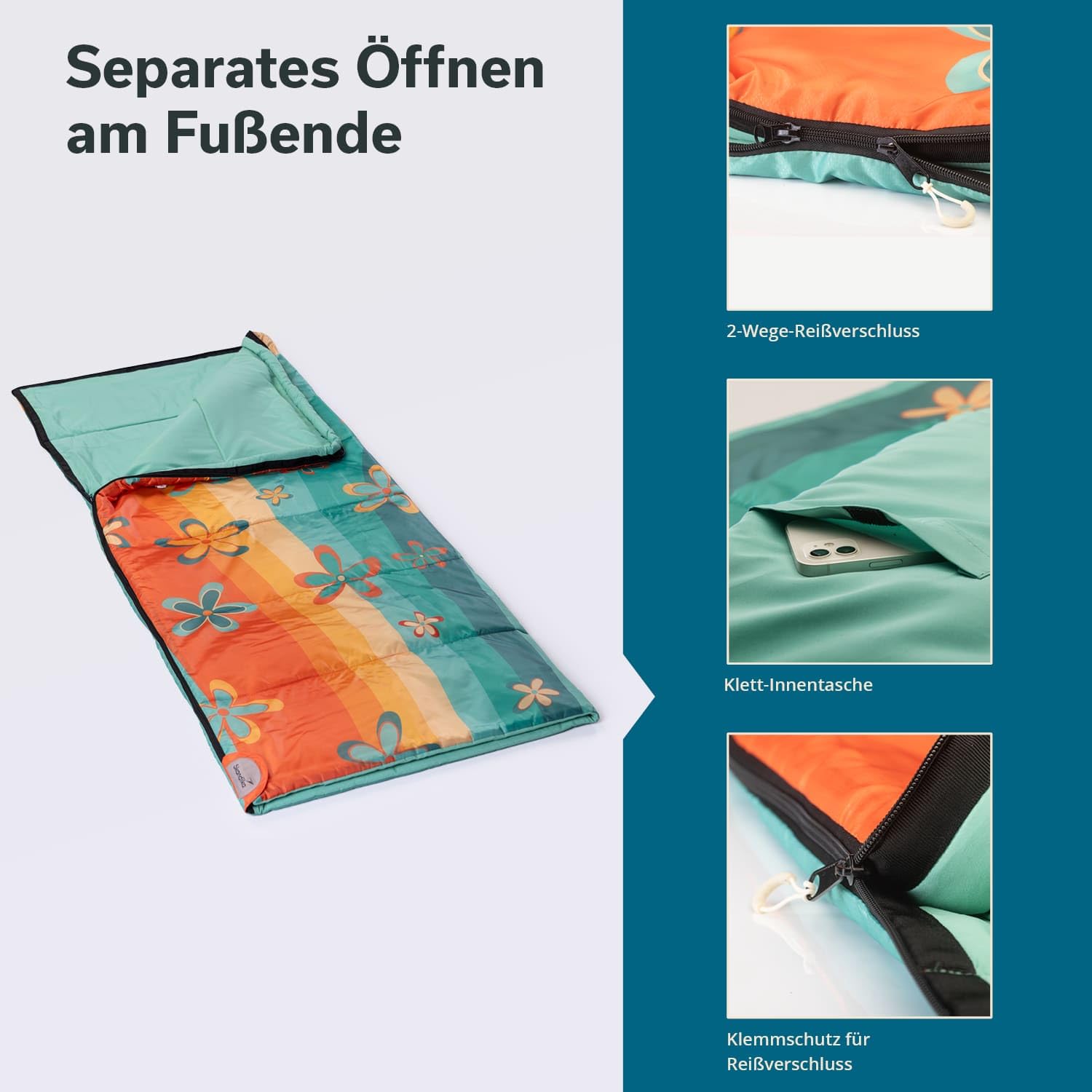 Skandika Deckenschlafsack Sovro | Schlafsack Outdoor für Erwachsene, 3 Jahreszeiten, als Doppelschlafsack nutzbar, Camping Schlafsäcke mit Kissen, Schlafsack Erwachsene
