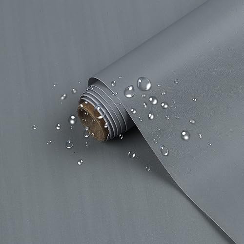 Papel tapiz de plumas de 177 x 787 pulgadas papel de contacto gris para despegar y pegar para encimeras de cocina baño película autoadhesiva