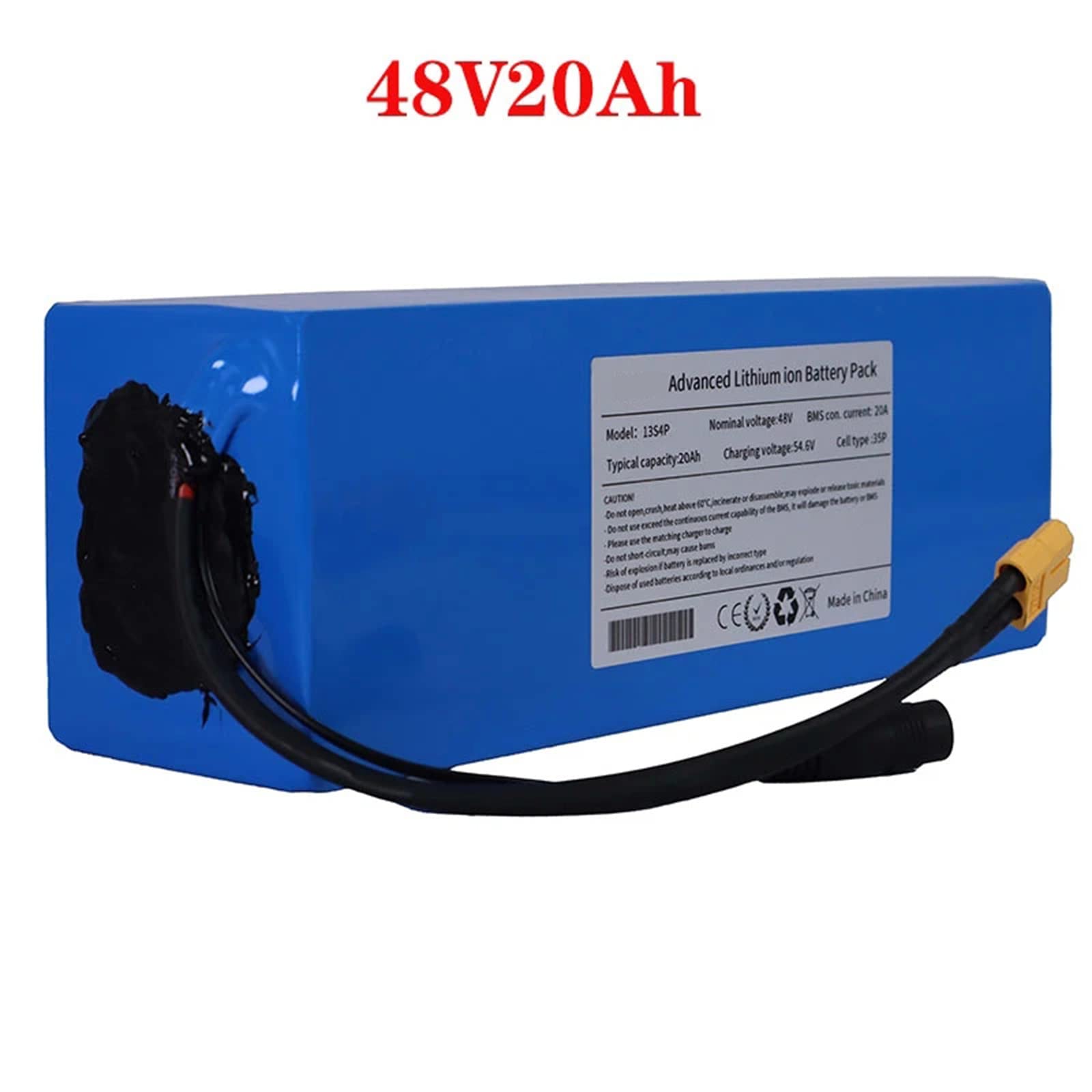 Amazon | 48V 20ah 18650 リチウム電池パック、内蔵 30A BMS、XT60