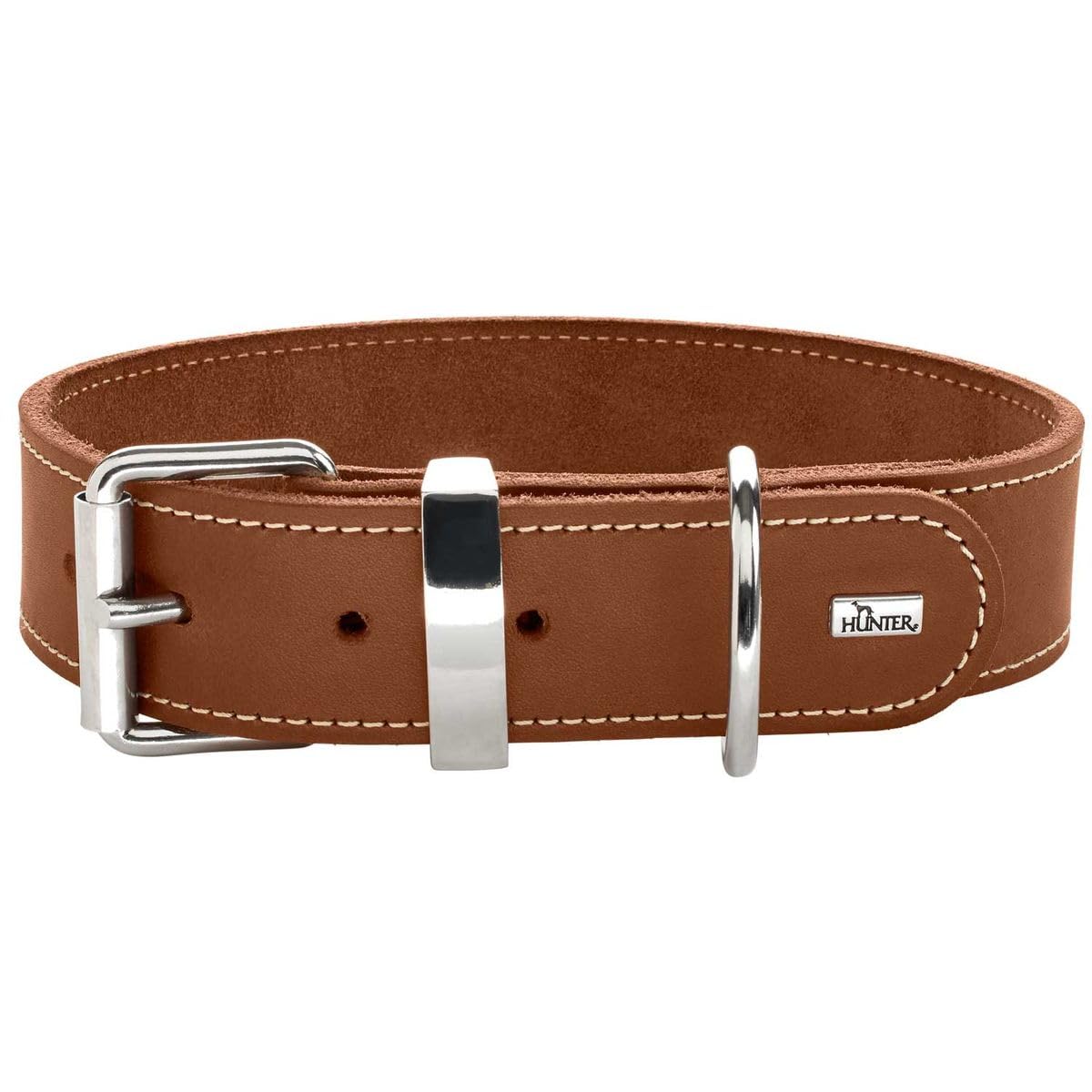 HUNTER AALBORG SPECIAL Hundehalsband, Leder, strapazierfähig, komfortabel, 55 (M), cognac