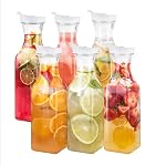 Gusto [50 oz - 4 Carafe avec lis, base carrée de grande capacité - Pitcher clair avec couvercle en forme de glissade, contenants de jus de pourriture facile avec lids, lavage à la main seulement - Parfait pour Mimosa Bar