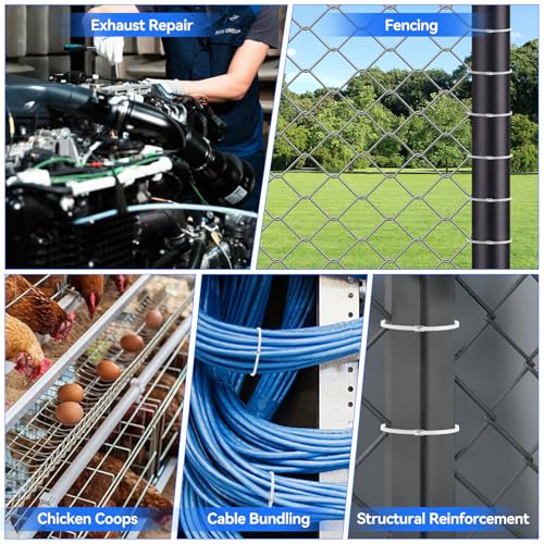Stainless Steel Cable Tie Gun Metal Zip Ties Heavy Duty Outdoor, 250PCS 304 Metal Zip Cutter Adjustable Fastening Cutting Tie Tool Sets for Vehicles Exhaust Wrap Wire Fence Chicken Coop — view 4