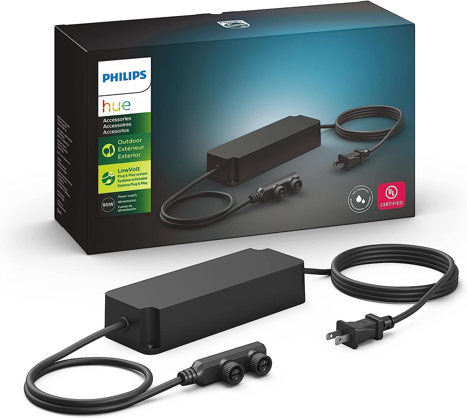 Philips Hue Outdoor 100W Power Supply Black - Connect Multiple Hue Outdoor Low Voltage Lights up to Total of 100W - 1 Pack - Requires Hue Bridge - Weatherproof
