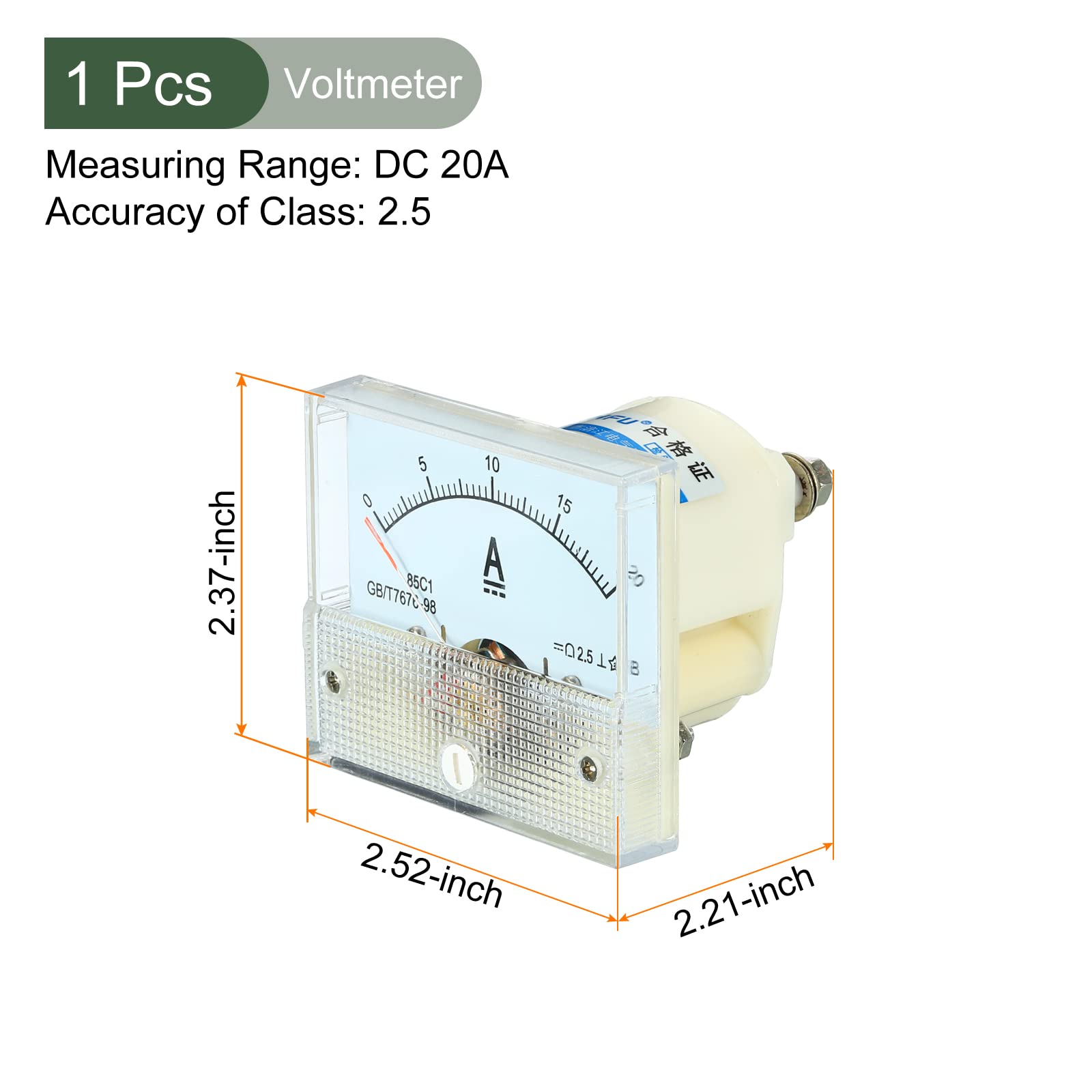 YOKIVE Analog Panel Ammeter, 85C1 Ampere Meter Current Tester, Great for Office Art, Home, Daily Use (DC 0-20A) - Image 2