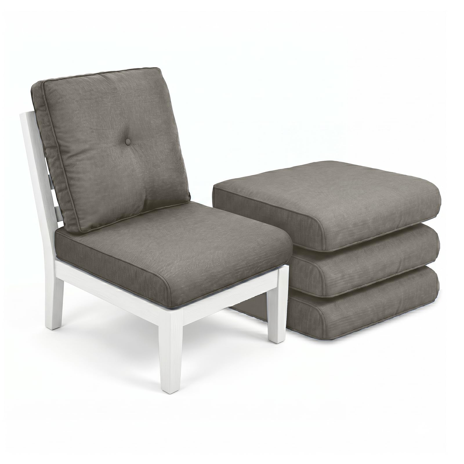Luxury 4" Thick Outdoor Cushion Set of 4 - 22x24 Patio Furniture Cushions with 28D High-Density Foam, Water-Resistant &amp; Fade-Resistant Fabric, Removable Covers for Patio Furniture Sofa Couch -Grey