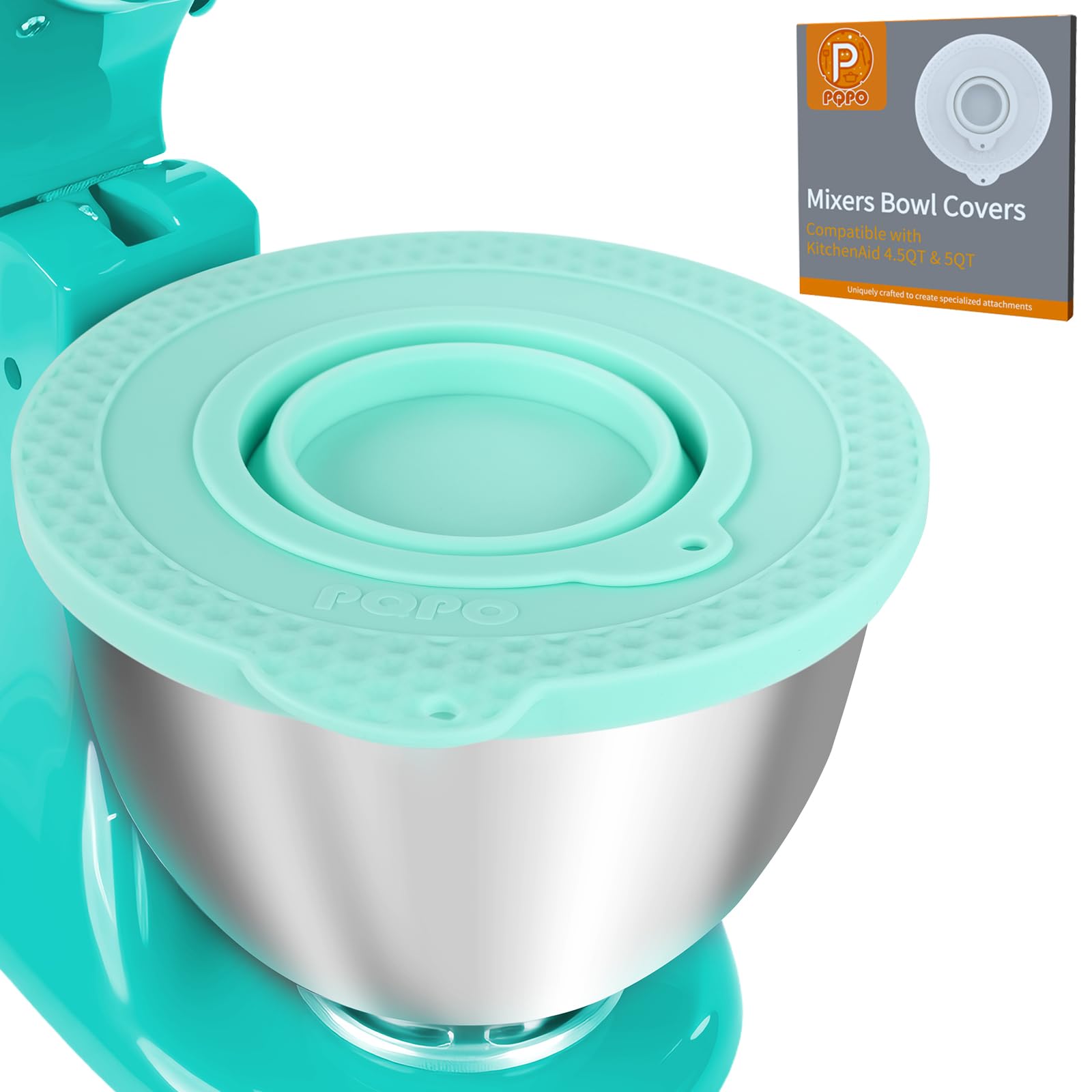 Silicone Mixers Bowl Cover Compatible with Kitchen Aid 4.5-5 Quart Tilt-Head Stand Mixer Bowls with Collapsible Small Bowls (Green)