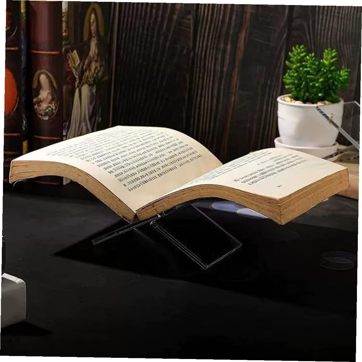 Baluue Acrylic Cookbook Stand with Stable Base 28×15.1×15.5cm Large Recipe Holder Kitchen Reading Book Display for Desk and Countertop
