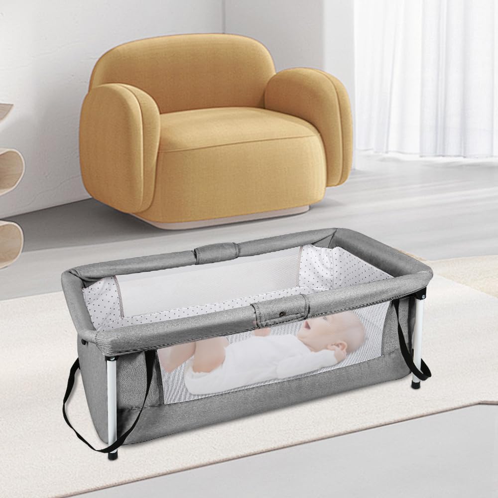 OHMG Lit De Voyage Pliant pour Bébé, Berceau Pliant,Lit De Voyage pour Bébé avec Filet,Matelas Et Moustiquaire, Berceau Portable pour Nouveau-né, Lit Parapluie Voyage Pliable Bebe