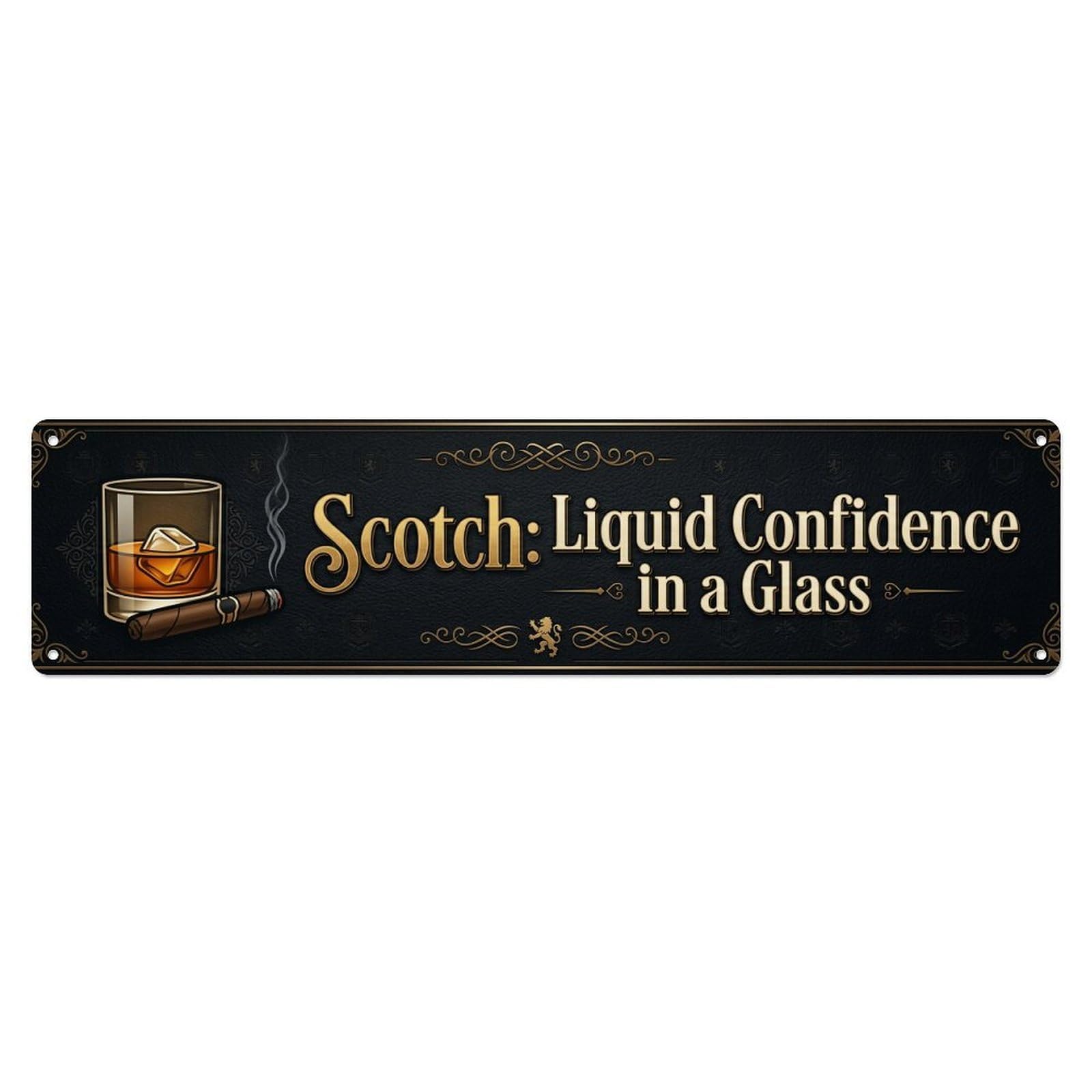 Scotch Classy Lounge Beverage Metal Tin Sign Plaque Wall Decor for Cafe, Club Bar, Office, Home Garden Metal Poster 4x16Inch