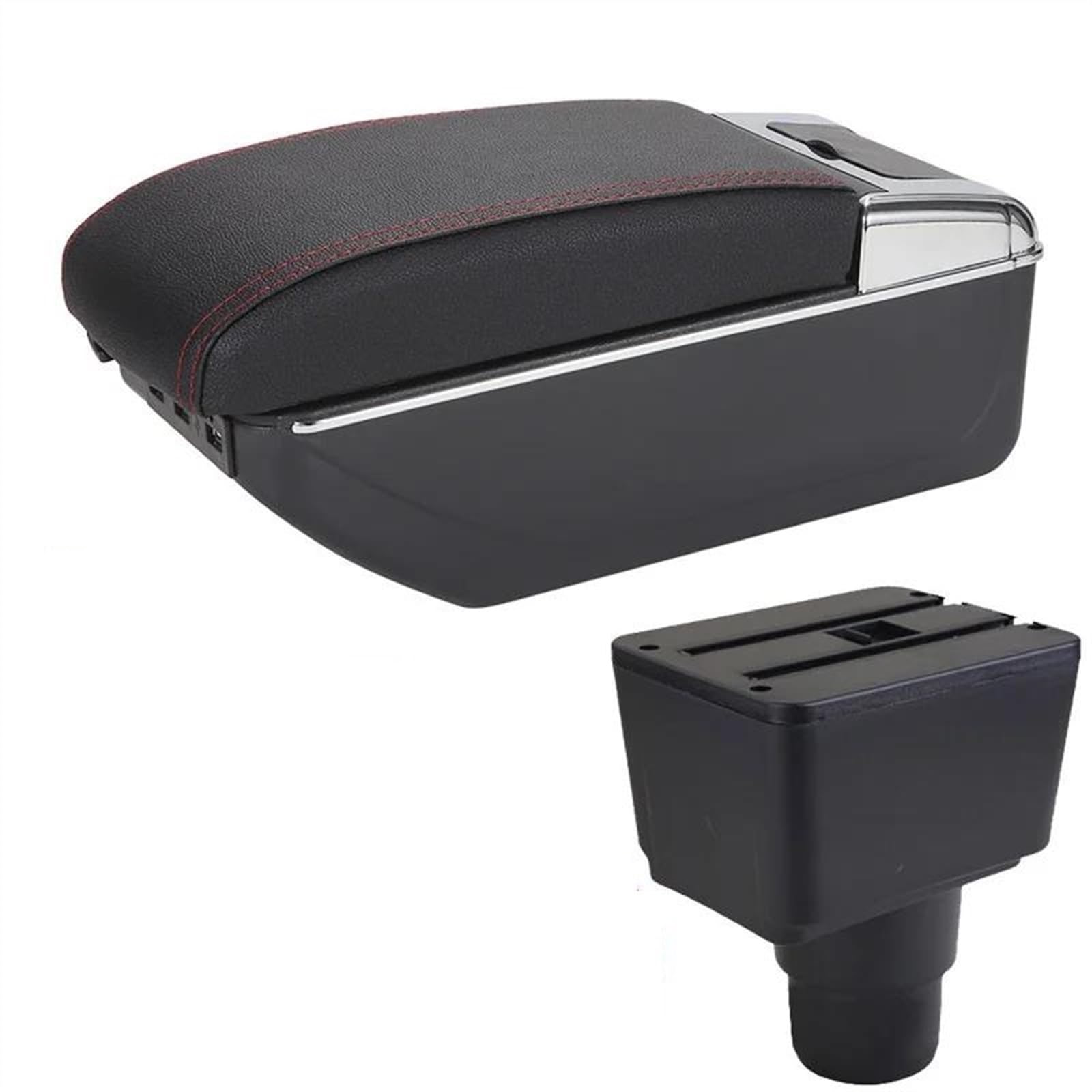 NMJLQW Storage Rack Car Interior Accessories Center Console Storage Box Multi-function Armrest Storage Box For EcoSport 2018-2021(A1 Black red 7USB)