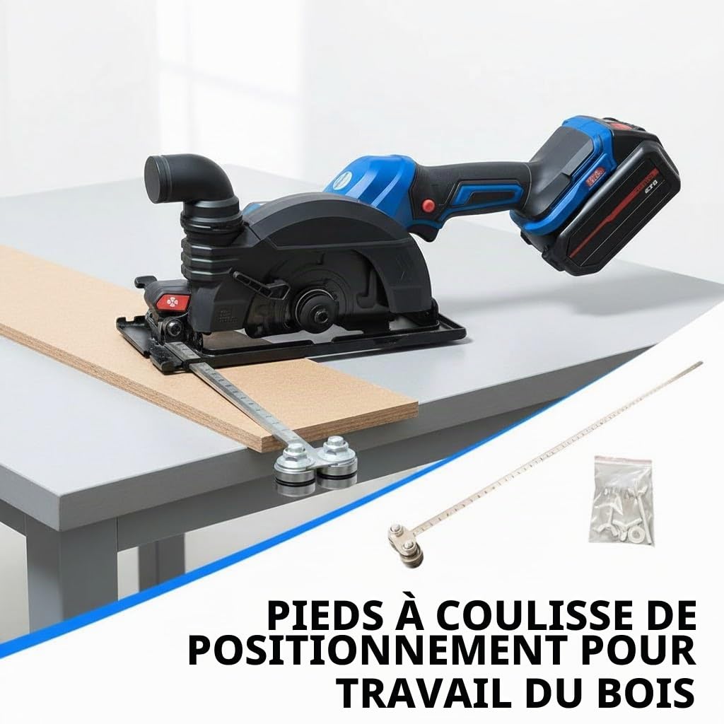 Guide de coupe de précision en acier inoxydable – Rail de guidage réglable et étriers de positionnement pour des mesures précises et une coupe facile du bois avec rail de guidage de scie circulaire