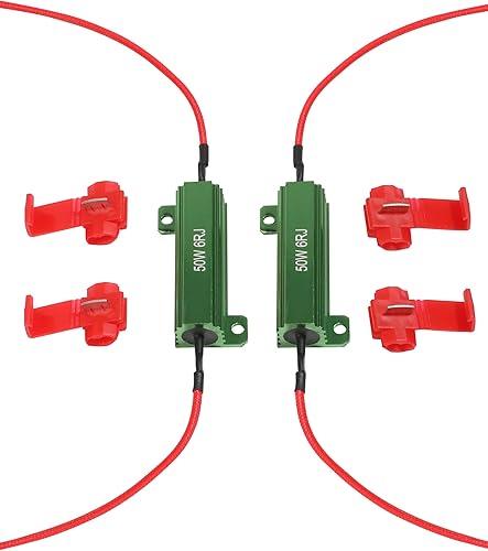 4 piezas de resistencia de carga, resistencia de señal de giro LED, adaptador intermitente con cable y clip, resistencia de carga LED de 50 W 6