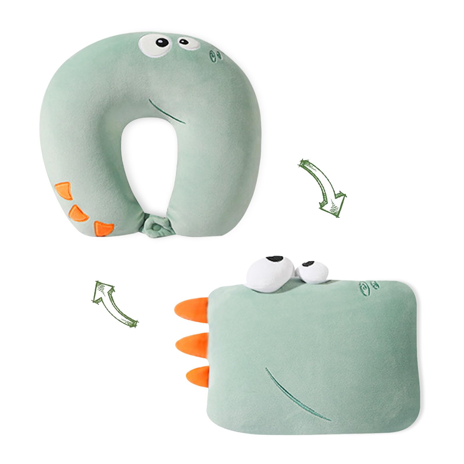 Jicyor Cuscino cervicale 2 in 1, cuscino cervicale, cuscino da viaggio con dinosauro, colore blu, adatto per bambini, ragazzi e ragazze, adolescenti, cuscino da viaggio aereo