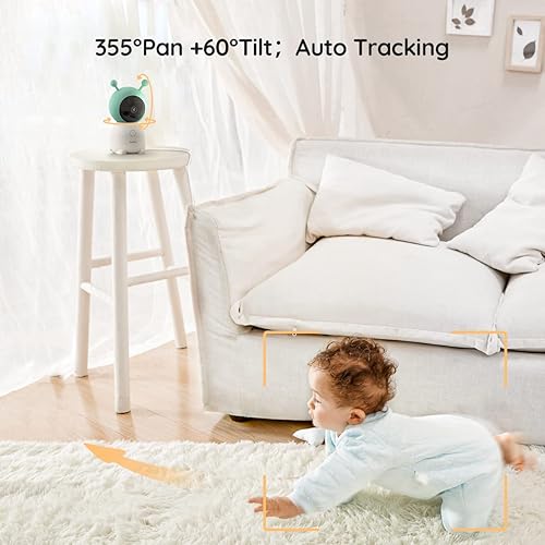 Miniatura 6 de BOIFUN Monitor de bebé WiFi 2K con cámara y audio, aplicación para teléfono inteligente, luz nocturna colorida, detección inteligente de movimiento,