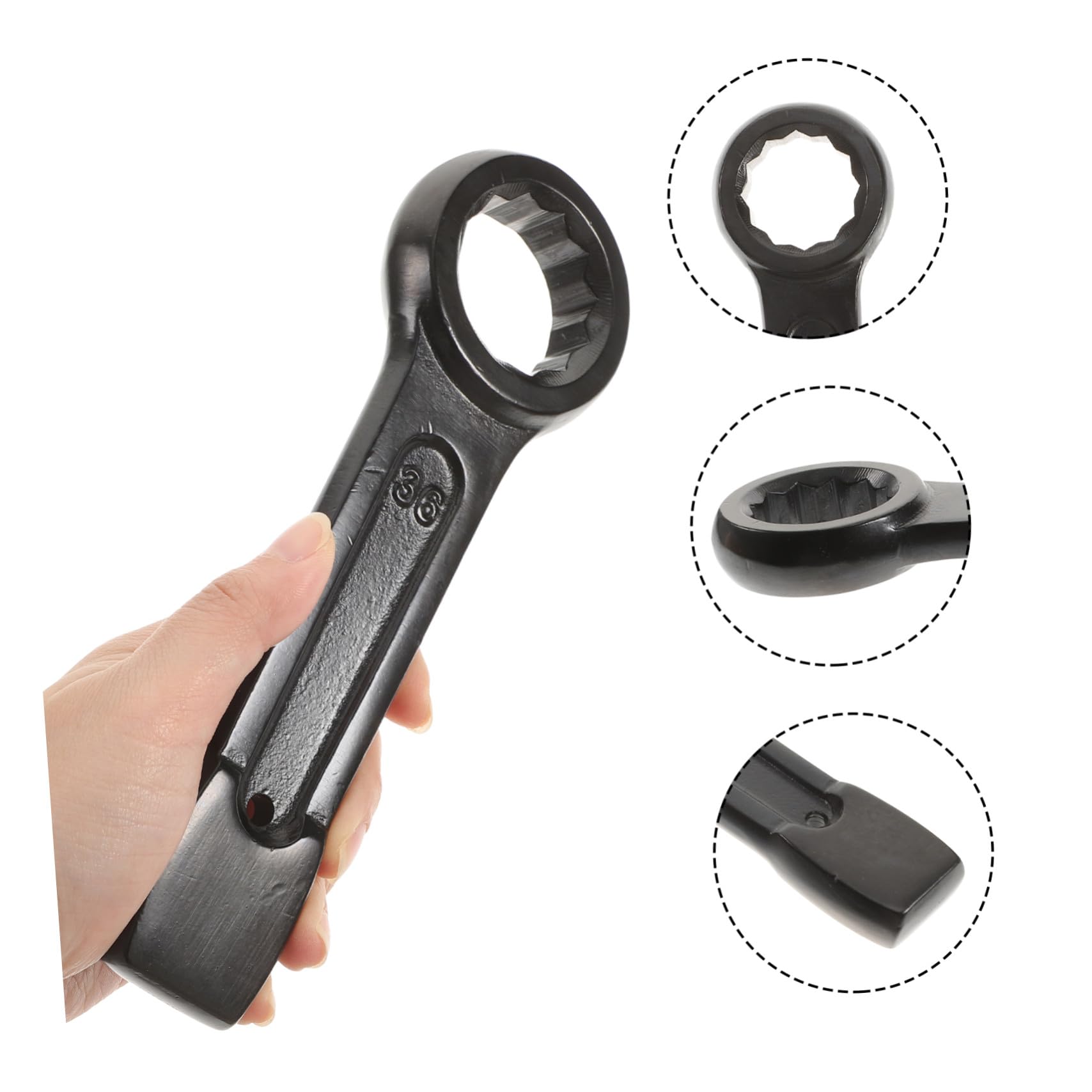 Clé à Cliquet à Œil 36mm en Acier Noir, Robuste pour Entretien Mécanique