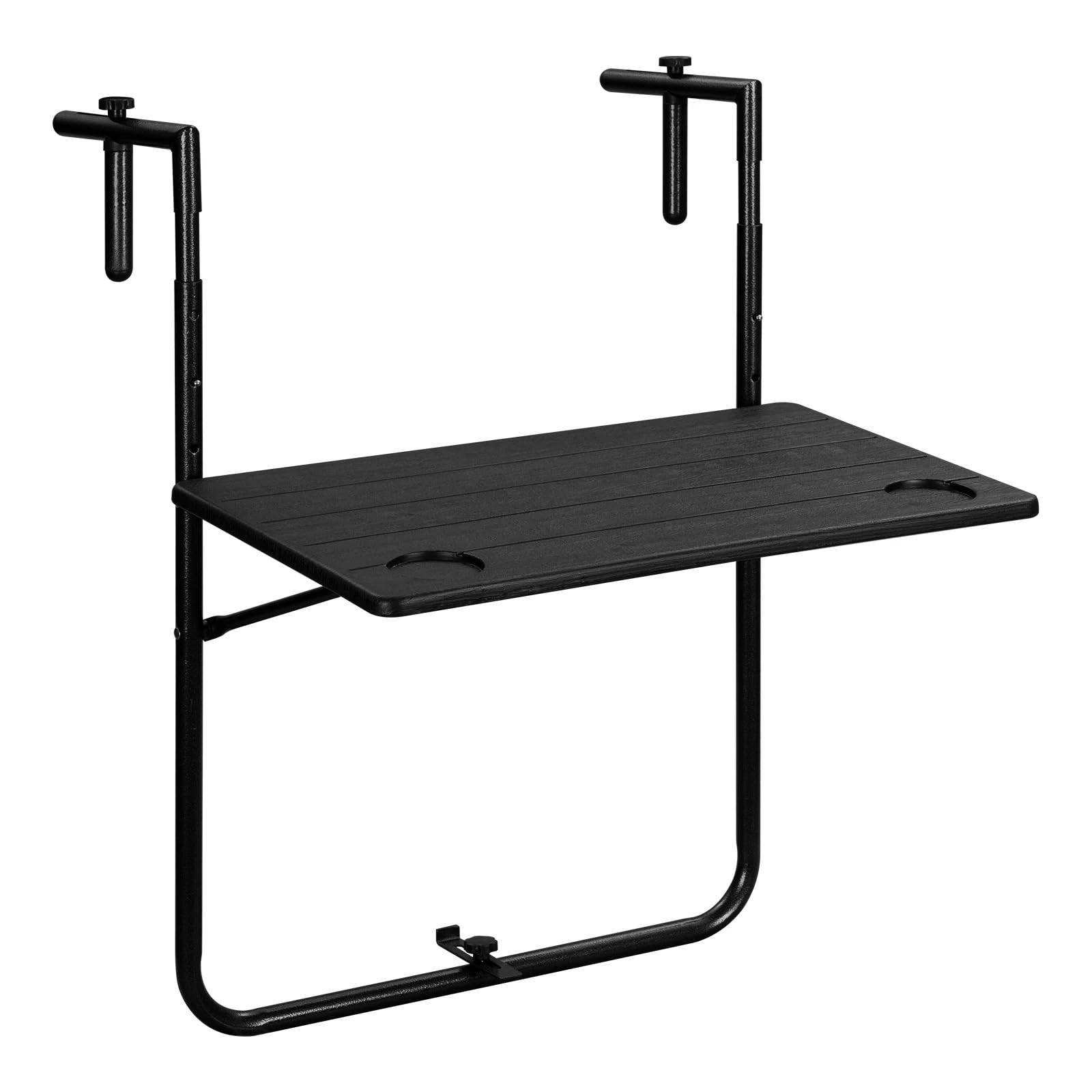 Table Balcon Suspendue Table de Balcon Murale Pliable, 3 Niveaux, réglable en Hauteur, résistante aux intempéries, 60 x 36 cm
