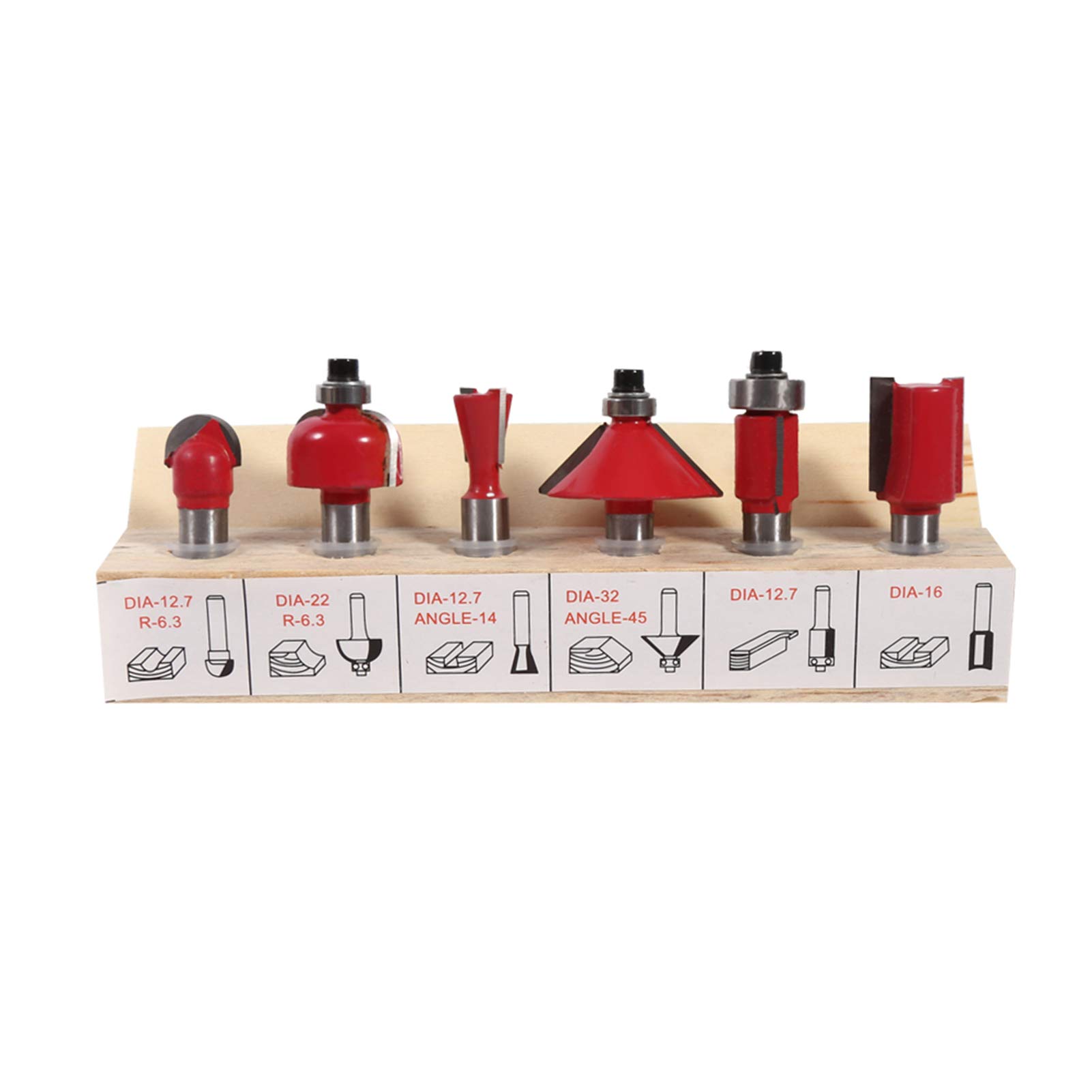 Set di 12 punte per fresatura del legno con gambo da 8 mm - Kit di utensili in carburo di alta qualità con lame trattate termicamente e cuscinetti sigillati in custodia di legno