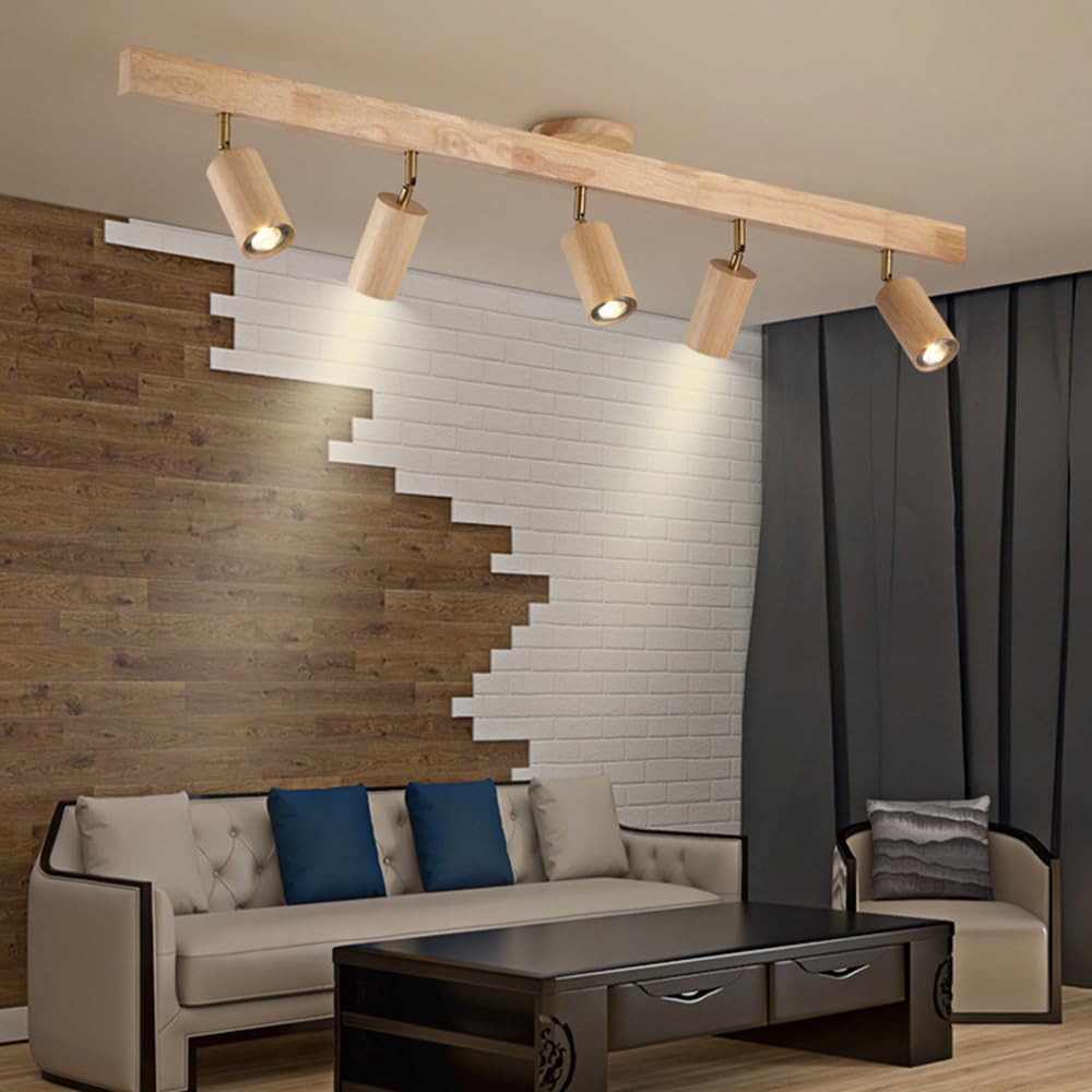 Faretti LED in Legno Faretti da soffitto Regolabili Faretti da Binario fissi Apparecchio di Illuminazione Luci girevoli da Parete Faretti direzionali Lampade Aent per Cucina Camera da Letto Soggi
