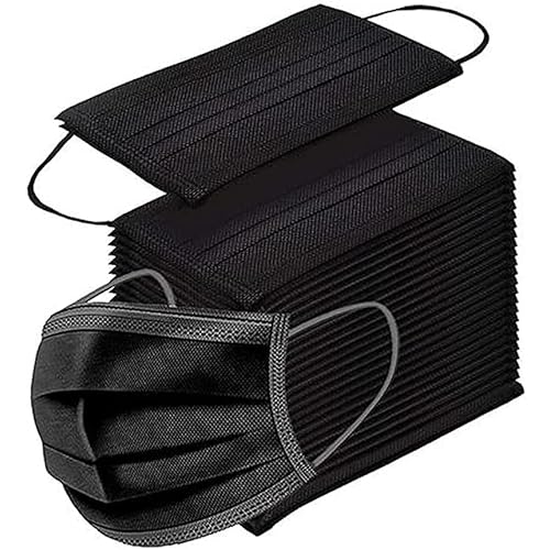 50 PACK Black Kids Face_Masks, Dis.posable 50 Pack 4 Layer Anti-Dust Children Face_Mask