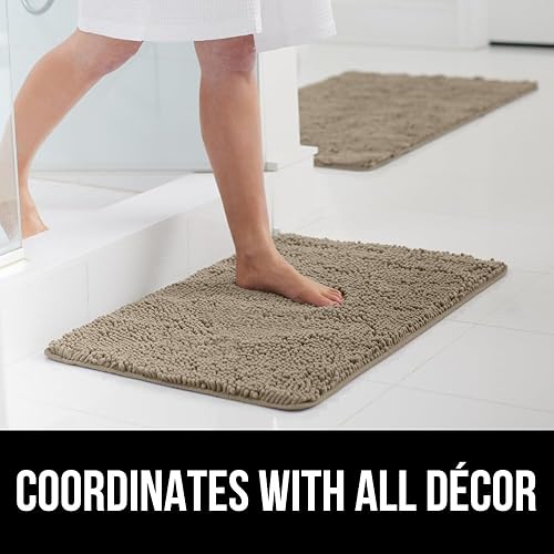 Miniatura 9 de GORILLA GRIP Juego de 2 alfombras de baño de felpilla suave, base de inodoro y alfombra de 30 x 20 pulgadas, microfibra absorbente lavable, se secan