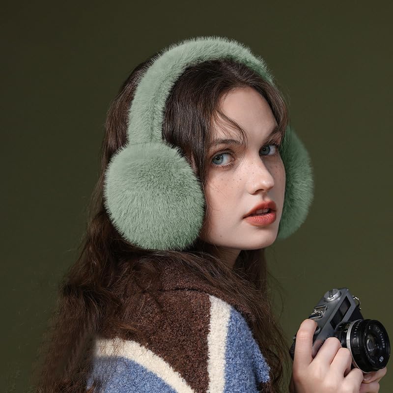 Zsedrut Winter Women Earmuff Foldable Ear Warmer Fluffy Ear Cover Warm Outdoor - Image 2