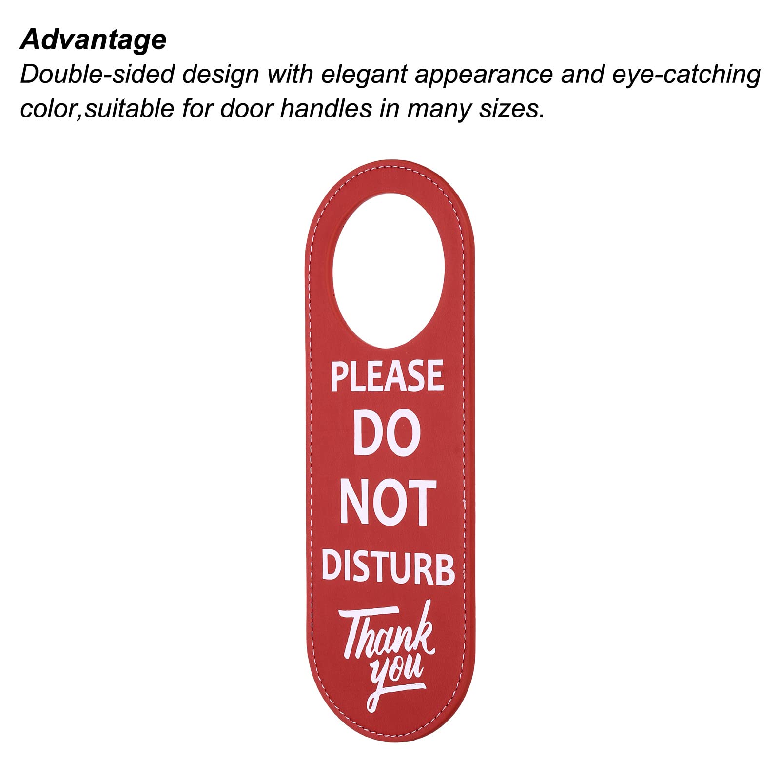 PATIKIL Do Not Disturb Door Hanger Sign, 2 Pack PU Leather Double Sided Door Knob Privacy Sign for Office Home Meeting Red - Image 4