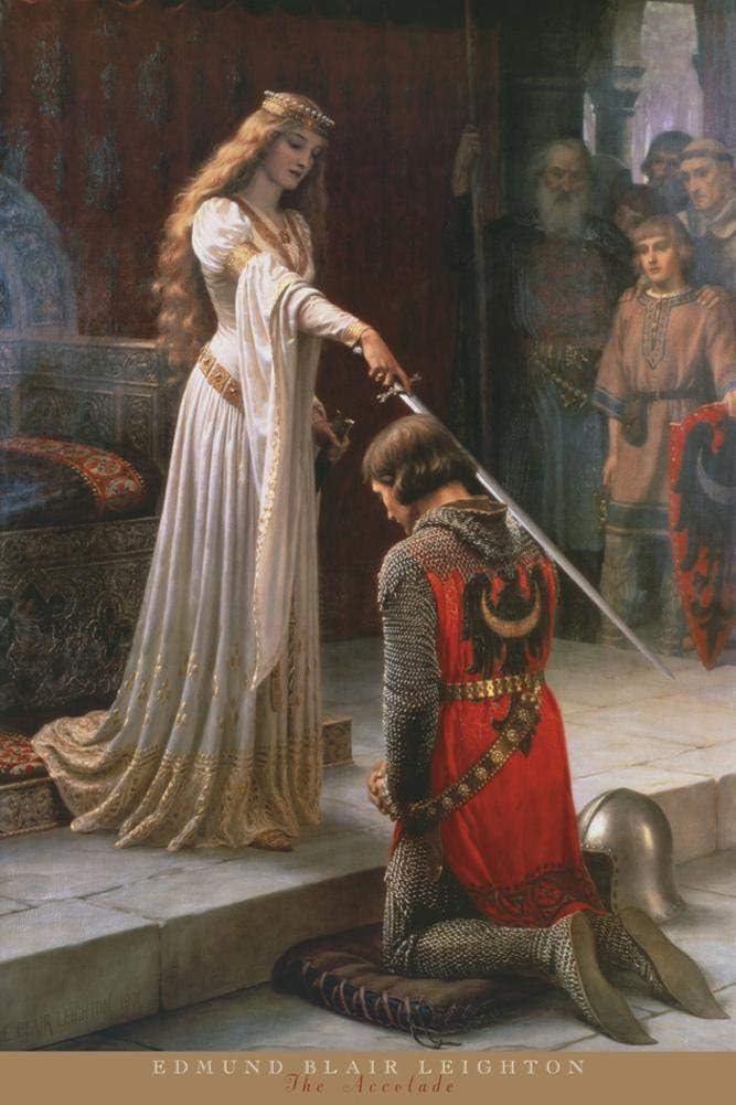 Picture Peddler The Accolade Edmund Leighton Medieval Knight Princess Queen Romantic Poster (Choose Size of Print) 24x36 Print BM-L232p