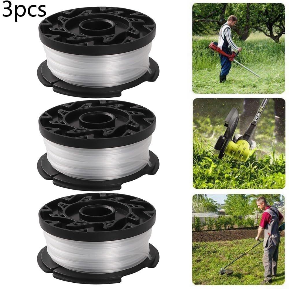 Bobine de Rechange pour Fil de débroussailleuse, Bobine et Fil de Rechange à Alimentation Automatique for modèles de Coupe-Bordures Black & Decker, Lot de 3