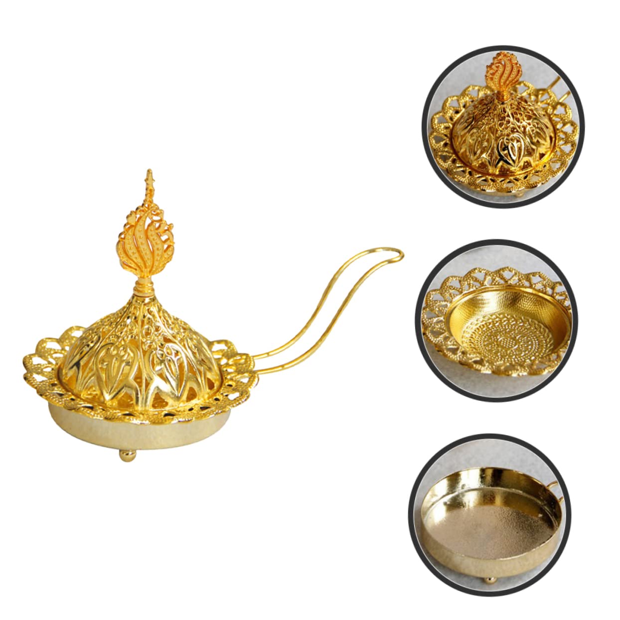 GLEAVI 2 Piezas Incensario de Metal Árabes para Decoración de Interiores Soporte de Velas y Compacto para Yoga SPA y Aromaterapia Hogar y Oficina