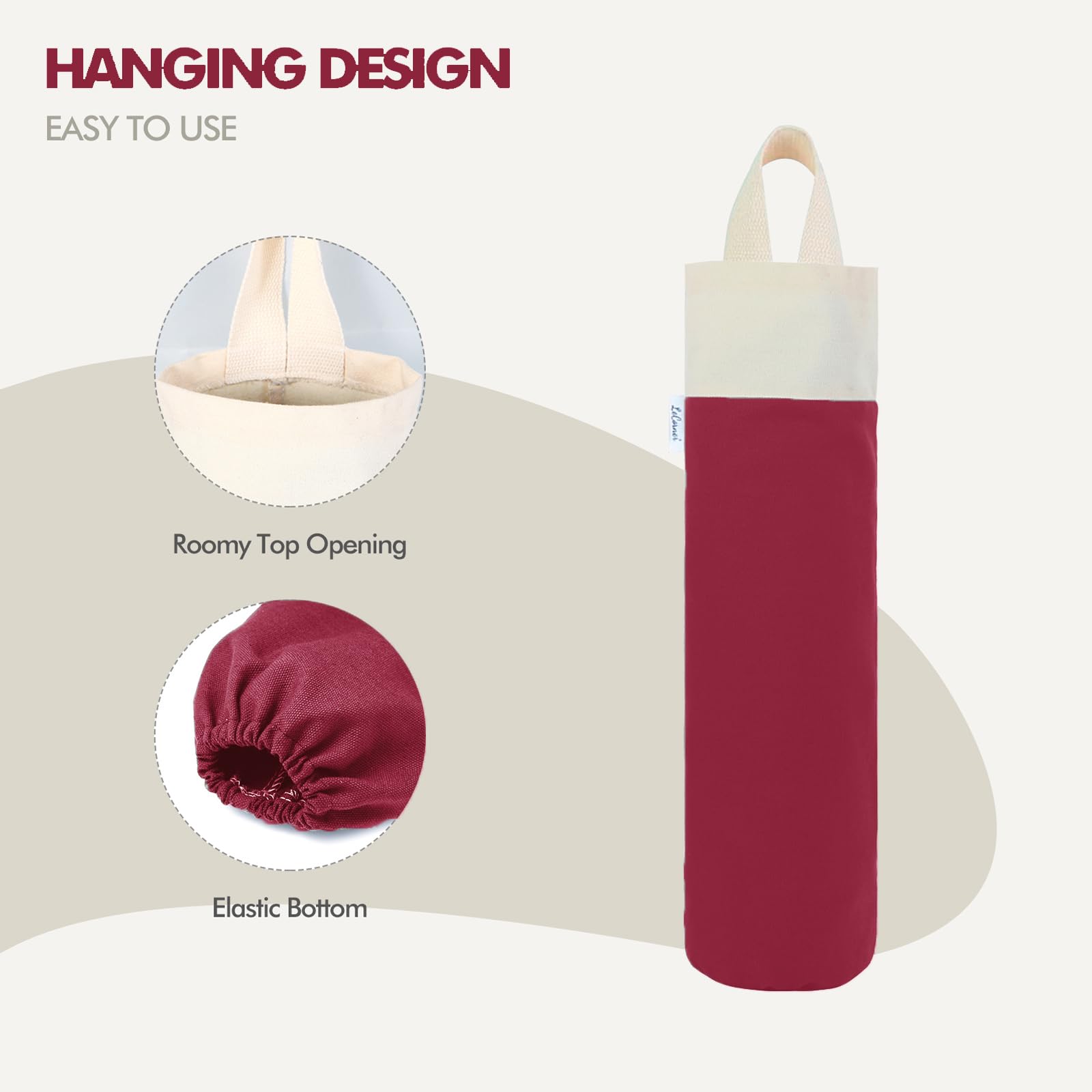 Soporte para bolsas de plástico, soporte de pared para almacenamiento de bolsas de plástico, organizador de bolsas de basura de algodón para compras, dispensador grande de bolsas de basura