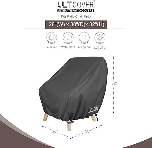 Miniatura 2 de ULTCOVER Funda impermeable para silla de patio  Funda para silla de césped individual para asiento profundo, paquete de 4 unidades, se adapta a