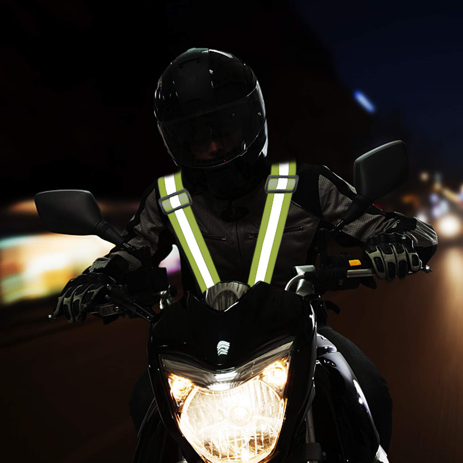 SANTOO 2 Stück Reflektorweste,360° Sicherheitsweste Motorrad Warnweste Reflektierende Weste Elastic Verstellbar Warnweste Erwachsene Kinder für Laufen, Camping, Fahrrad, Motorrad