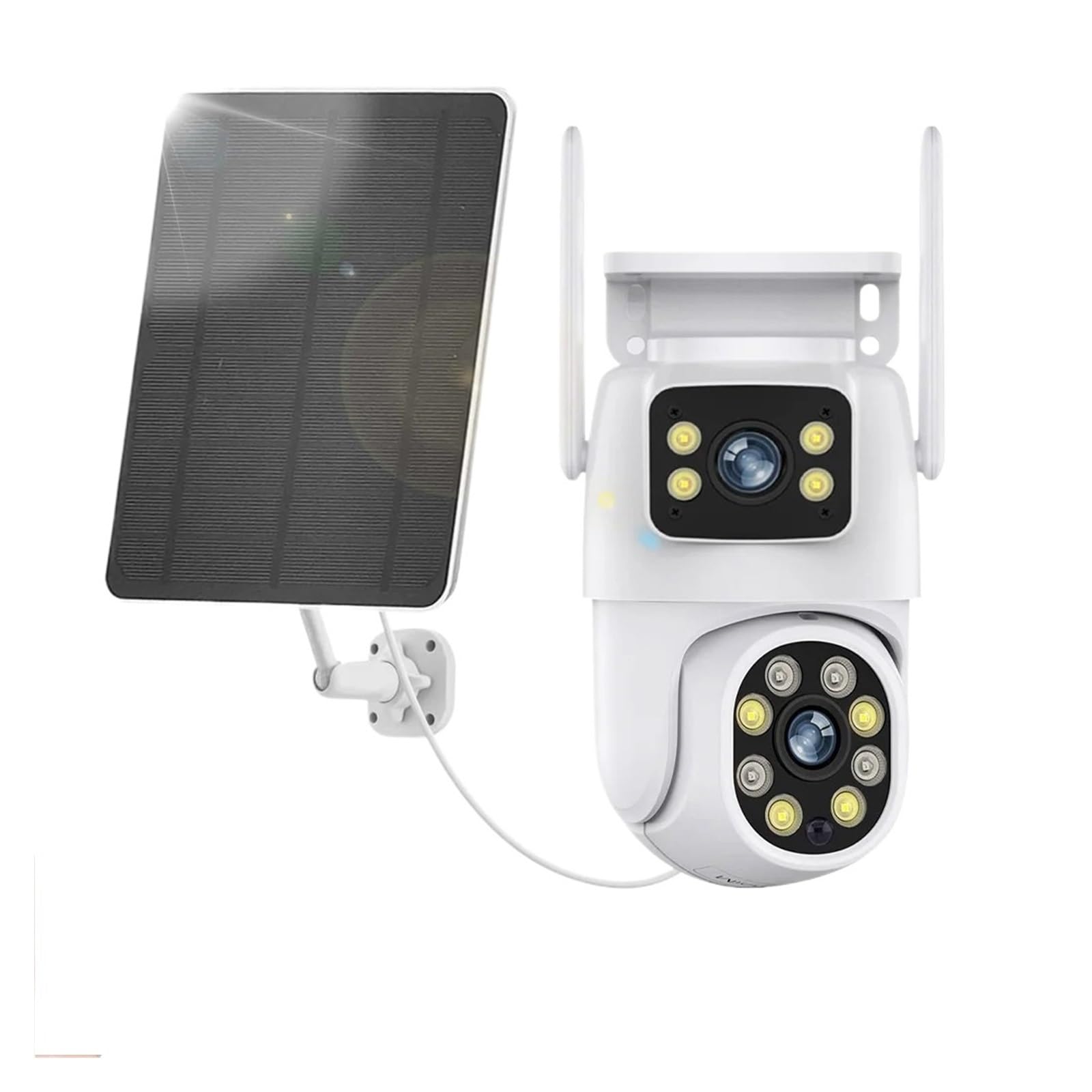 NCAEVGXRWJT 4MP Dual Lens Solar Battery Powered WiFi Outdoor Security Camera Color Night Vision PIR Motion Detection Auto Tracking(Solar Cam 128G)