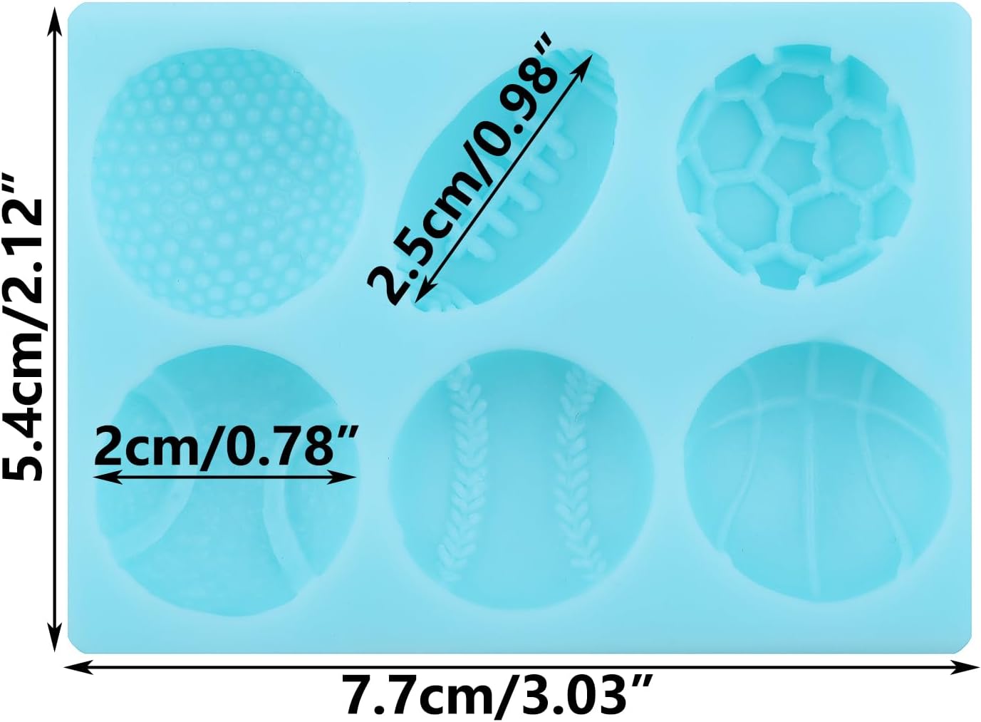 Sports Ball Theme Fondant Molds Football Basketball Baseball Rugby Silicone Molds for Cake Decoration Cupcake Topper Chocolate Candy Gum Paste Polymer Clay - Image 2