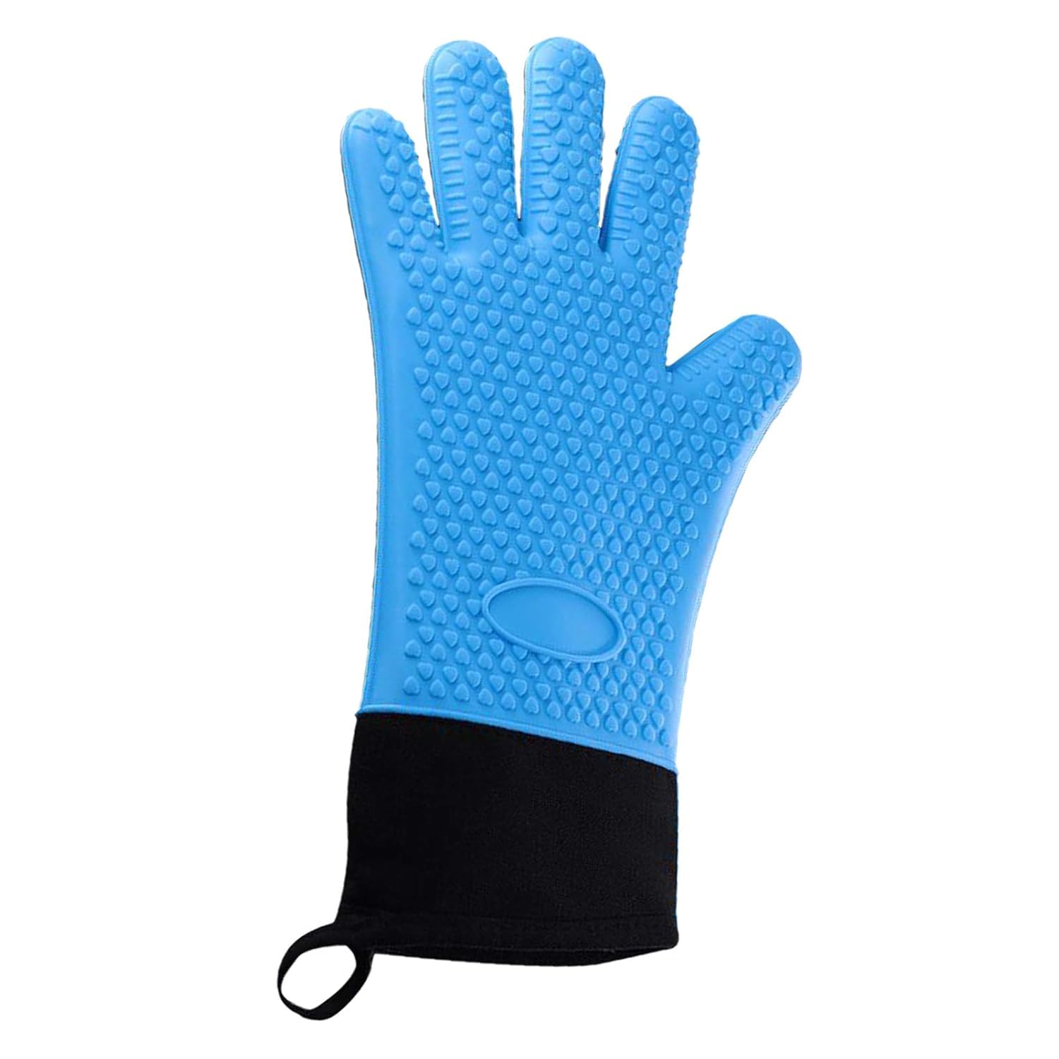Safety Work Gloves, 1Pair Premium Oven Heat Resistant Anti-scalding Thick with Inner Cotton Layer Forearm Protection for Microwave Cooking Grilling Fireplace(Blue)