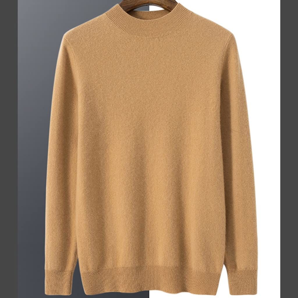 Maglione Casual da Uomo Maglione di cachemire a collo alto da uomo alla moda tutto-fiammifero Maglione lavorato a maglia interno caldo Maglione allentato con fondo casual Maglione Per Uomo ( Color : A