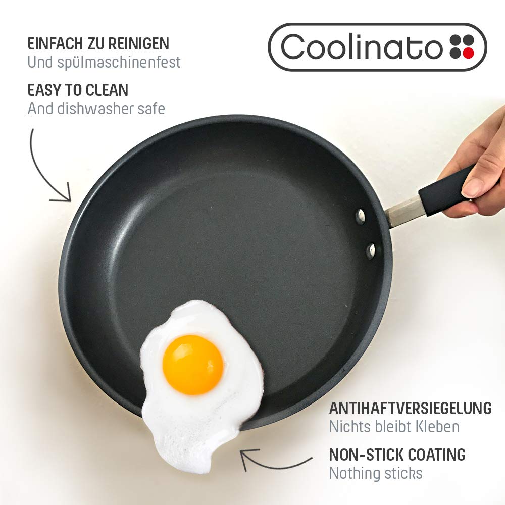 Coolinato Pfanne 20 cm beschichtet Edelstahl Bratpfanne für Gas Ceran Elektro Induktion & Backofen